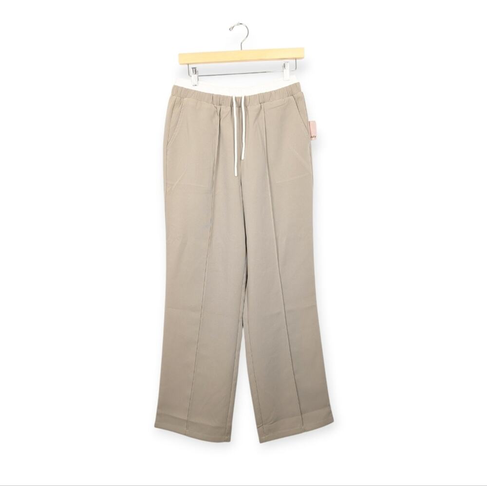 NWT 4th & Reckless Tan Bianca Straight Leg Twofer Trouser Size M